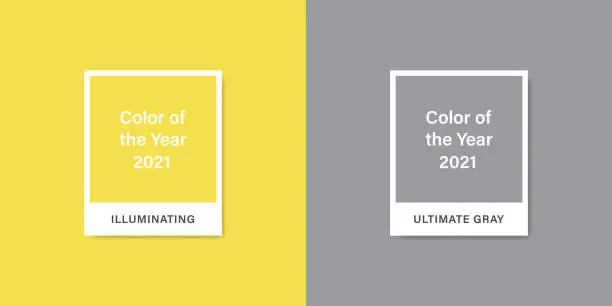 Vector illustration of Color 2021. Color of the Year 2021. Ultimate Gray. Illuminating. Stock vector mockup template.