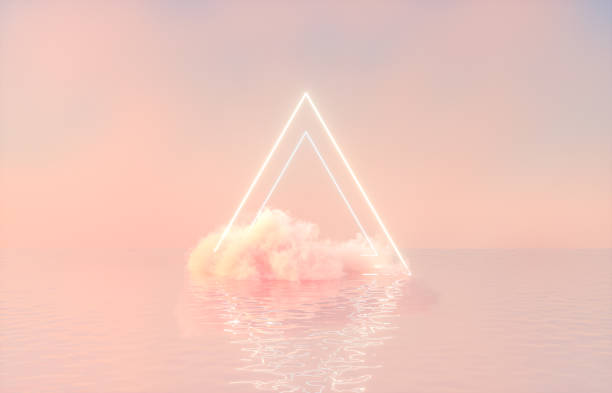 istock Natural beauty podium backdrop for product display with dreamy cloud and neon light background. 1296810743