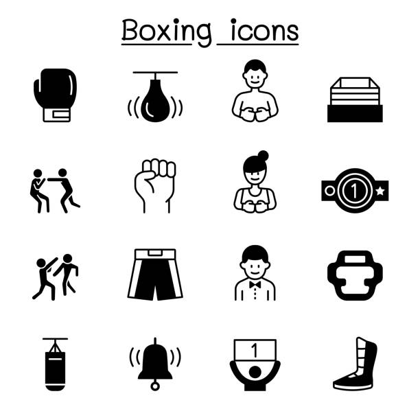 Boxing icon set vector illustration graphic design Boxing icon set vector illustration graphic design boxercise stock illustrations
