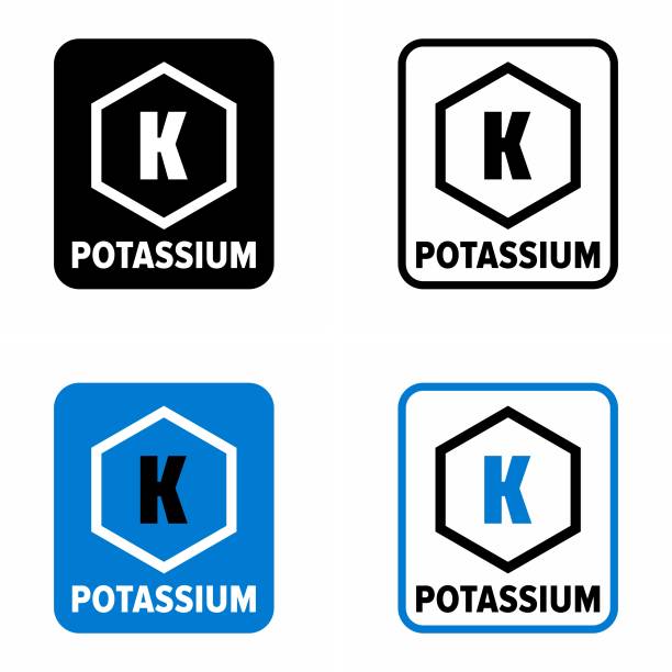 калий мягкий металлический химический элемент информационный знак - letter k stock illustrations