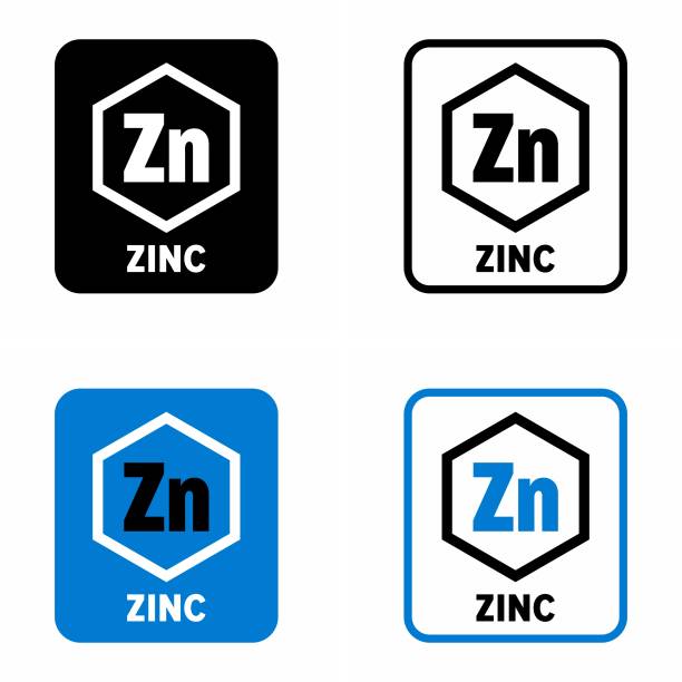 ilustraciones, imágenes clip art, dibujos animados e iconos de stock de signo de información de elementos químicos metálicos ligeramente frágiles de zinc - zinc