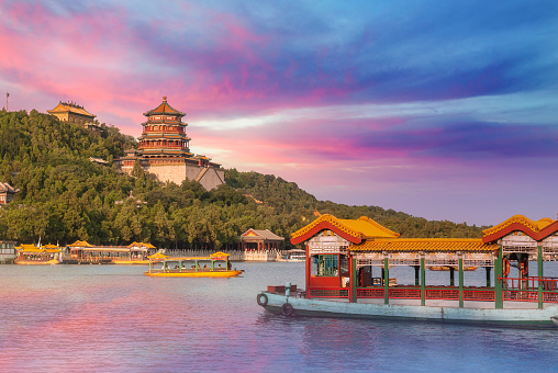 Sunset landscape of The Summer Palace in Beijing