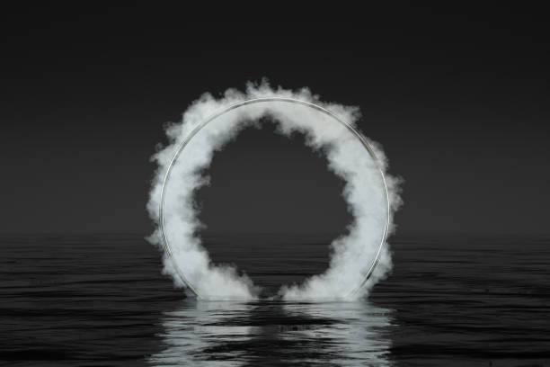 istock Circle Frame with Smoke over the Black Color Sea 1296813039