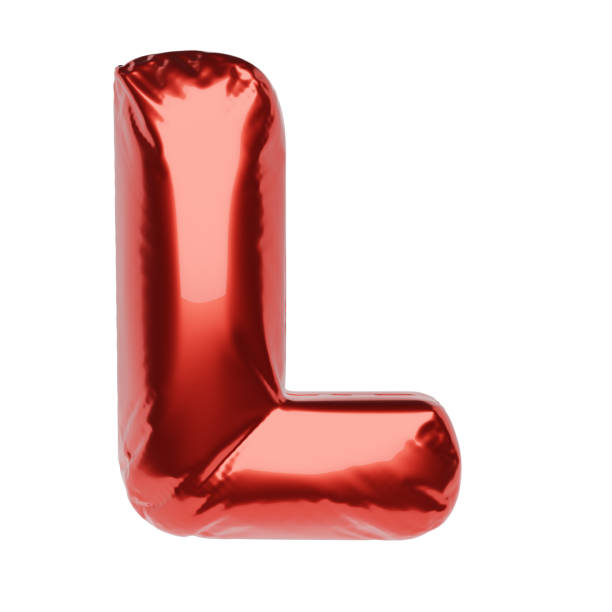 istock Letter L made of red balloon isolated on white. 3D rendering illustration. 1296813146