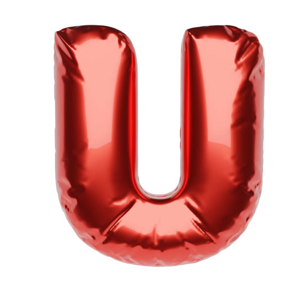 istock Letter U made of red balloon isolated on white. 3D rendering illustration. 1296813177