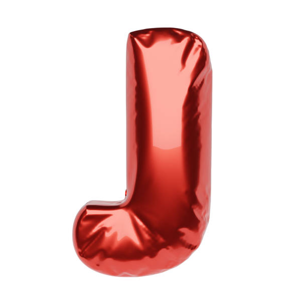 istock Letter J made of red balloon isolated on white. 3D rendering illustration. 1296813364