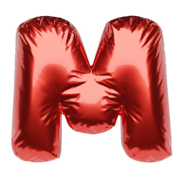 istock Letter M made of red balloon isolated on white. 3D rendering illustration. 1296813926
