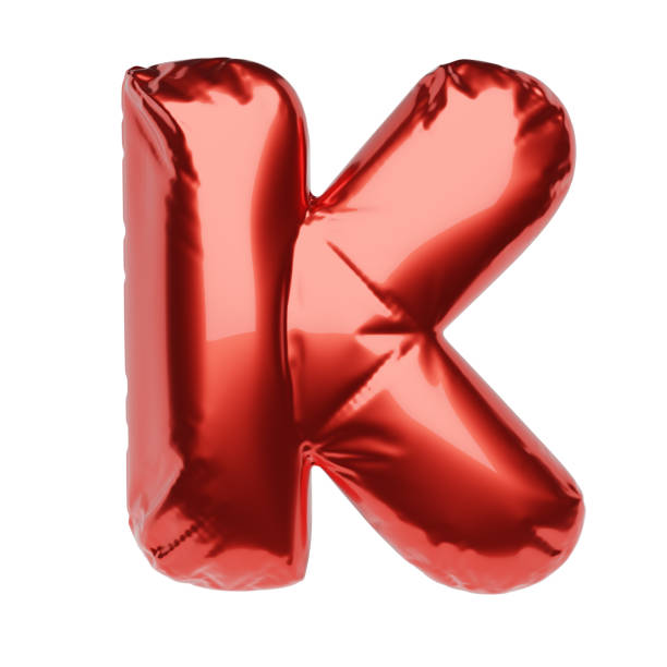 istock Letter K made of red balloon isolated on white. 3D rendering illustration. 1296813984