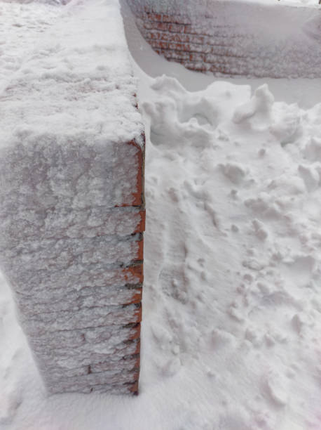 istock Street wall covered with snow 1296815950