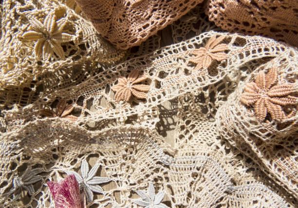 istock Beautiful  vintage  russian bobbin lace background 1296816275
