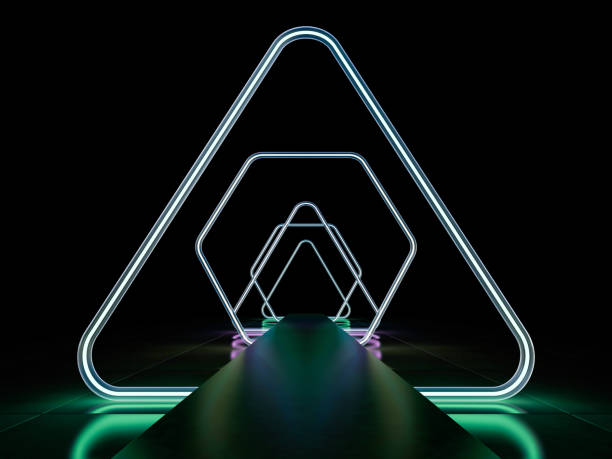 istock Neon abstract background of lines. 3D illustration 1296817452