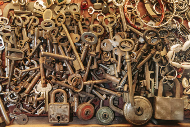 istock Pile of antique keys 1296817527