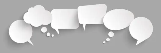 Vector illustration of sticker speech bubbles with shadow