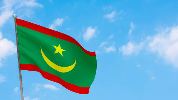 istock Mauritania flag on pole 1296824999