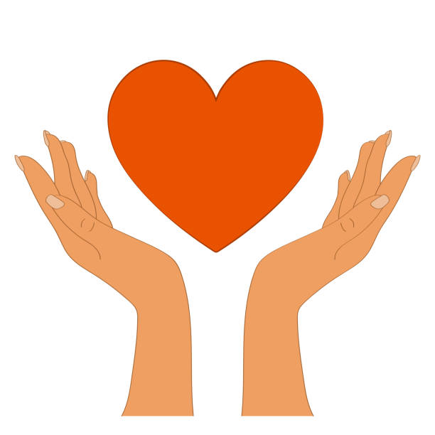 istock Hands of a man and a big red heart. Symbol. Vector illustration. 1296828583