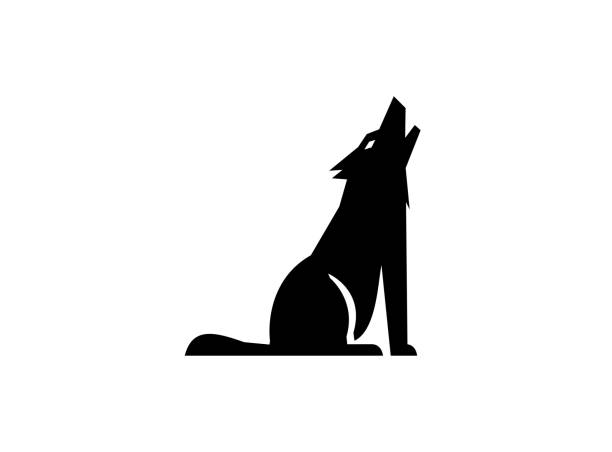 wolf heulen deichsilhouette für logo-illustration-design - wolf stock-grafiken, -clipart, -cartoons und -symbole