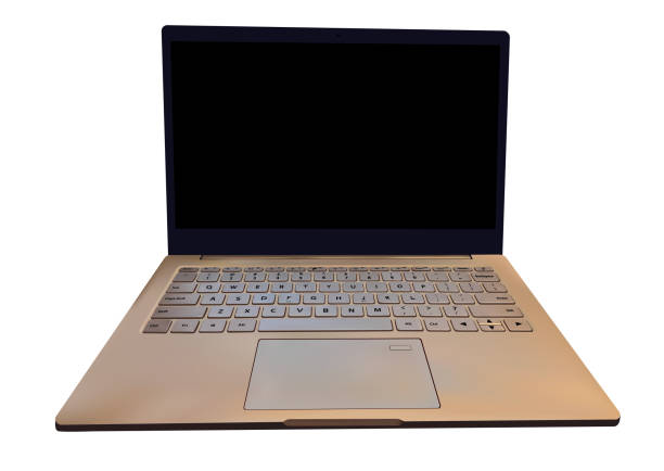 istock Realistic laptop isolated on the white background. Computer with the full keyboard, letters, and signs on buttons. Ultrabook concept. vector illustration modern style 1296831672