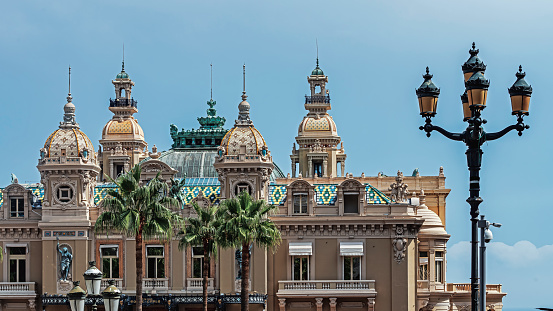 Monte Carlo, Monaco – August 12,2019: Casino of Monte Carlo in  Monaco (The Principality of Monaco),  a sovereign city-state on the French Riviera, the second-smallest country in the world after the Vatican.