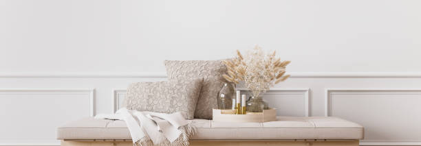 istock Wall mockup in contemporary living room design, empty white wall background 1296834049