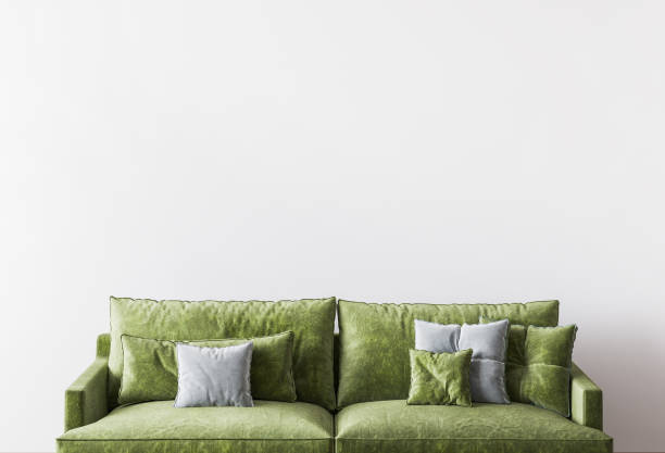 istock Luxury green living room design, empty wall mockup 1296834368