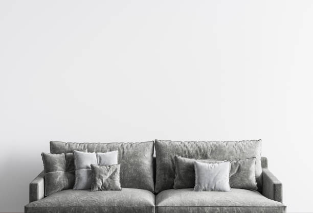 istock Luxury gray living room design, empty wall mockup 1296834387