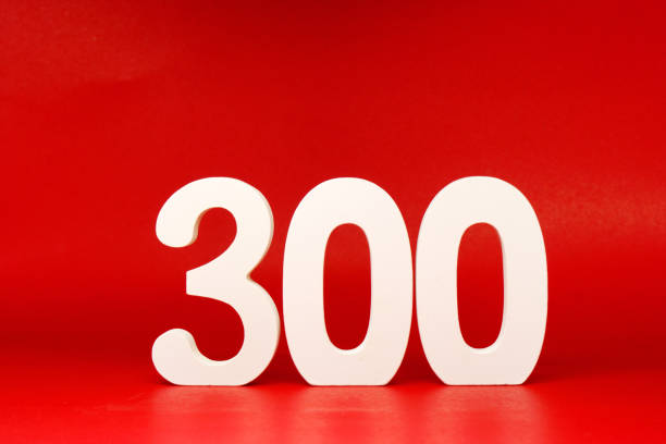 não 300 ( trezentos ) fundo vermelho isolado com espaço de cópia - número 300% percentual ou promoção - conceito de desconto ou aniversário - 300 - fotografias e filmes do acervo