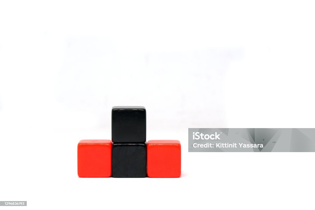 Red Block Object Mockup 4 Black And Red Cube Block Object On White Background And Copy ...