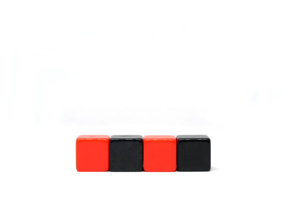 istock Mockup 4 Black and red cube block object on white background and copy space - Word Editor Template 1296836268