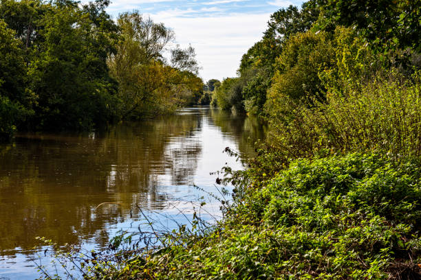 the river medway bei yalding, maidstone in kent, england - yalding stock-fotos und bilder