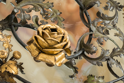 One of Tirol’s true architectural gems is the splendid Cistercian Abbey of Stams, founded in 1273. This is a part of a gate in the church, decorated with numerous golden roses.