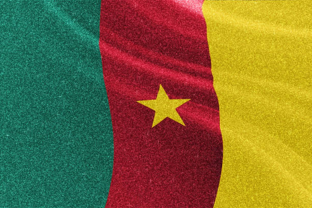 Cameroon glitter flag, national flag, glittering flag sparkle background