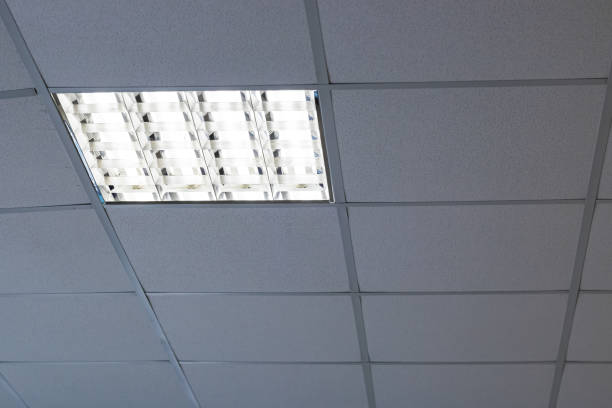 istock Modern square lamp in the ceiling close up 1296846334