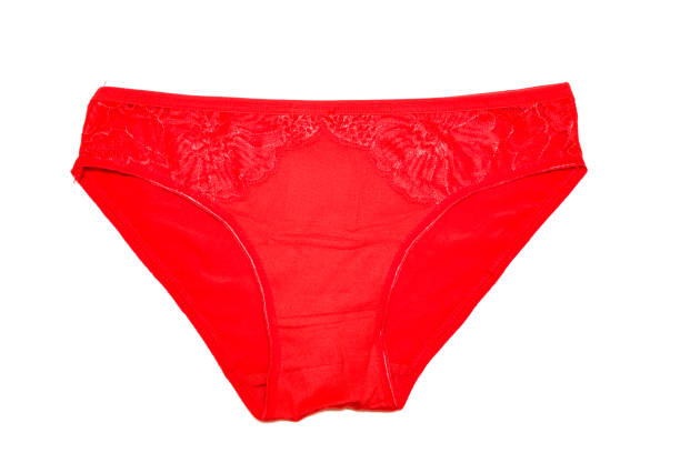 istock Red female underpants isolated on white background 1296846725