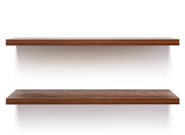 istock Wood shelves for books showcase 1296847924