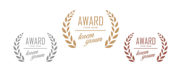 Gold, silver and bronze award icon set