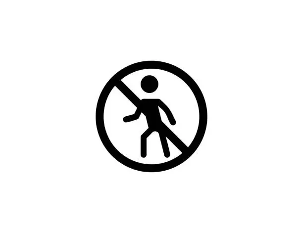 Vector illustration of No Pedestrians vector icon. Isolated No People, No Walking prohibited flat illustration symbol - Vector
