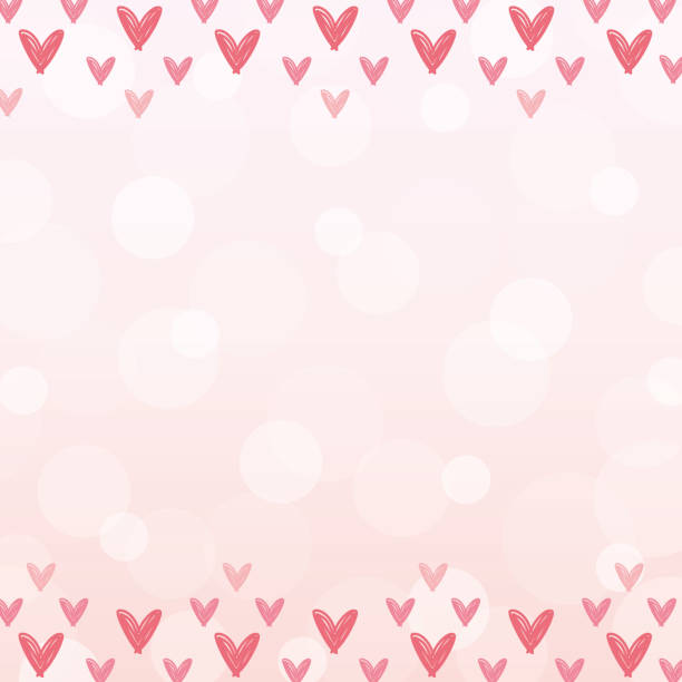 手書きのハートと淡いピンクの背景フレーム、正方形 - heart shape love backgrounds illuminated点のイラスト素材／クリップアート素材／マンガ素材／アイコン素材