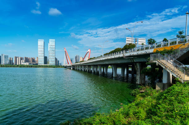 istock Lakeside modern office building in China 1296854634