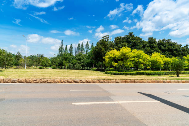 istock Empty urban road and buildings in China 1296854652