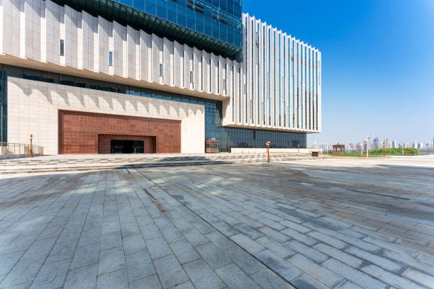 istock empty, modern square and skyscrapers in modern city 1296854751