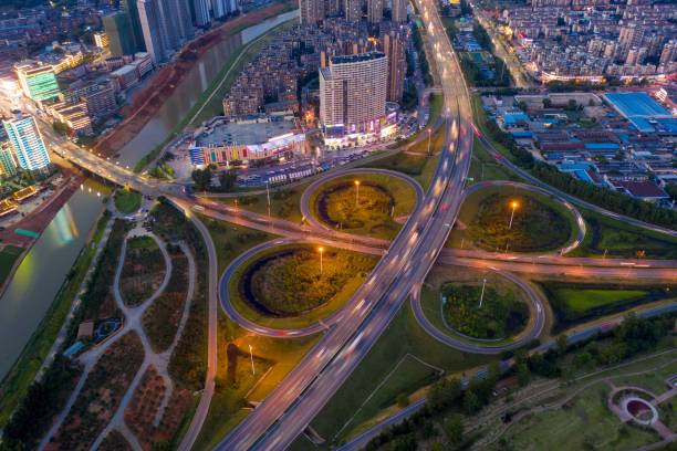 istock Overpass of the light trails, beautiful curves. 1296855782