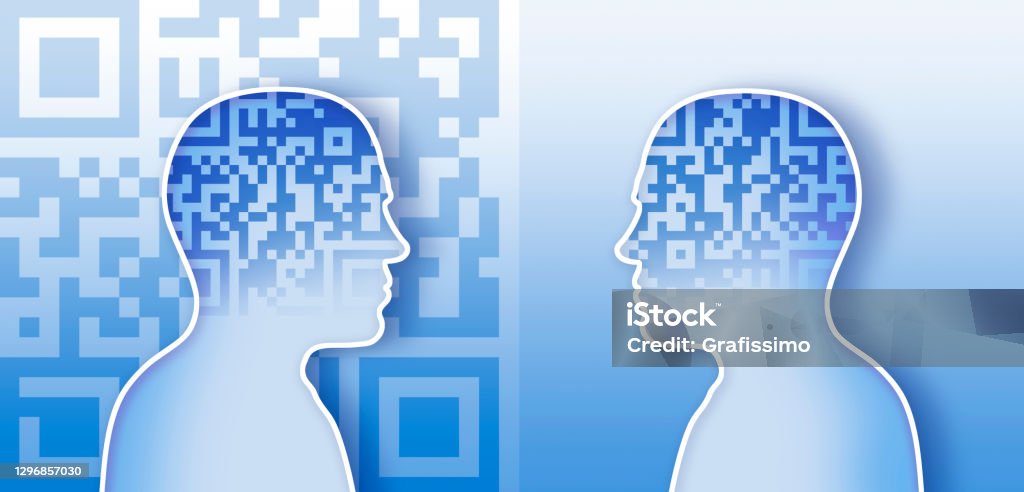 Human Head With Qr Code Inside Big Data Concept Stock Illustration ...