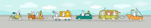 illustrations, cliparts, dessins animés et icônes de différents modes de transport. - cartoon city town car
