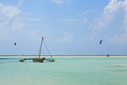 Zanzibar beach landscape, Tanzania, Africa panorama. Indian ocean scenery