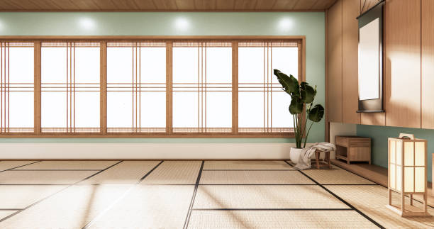 istock 3D rendering. Mint  Japanese style room interior design orinal. 1296862025