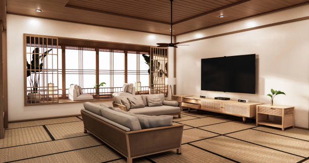 istock Cinema room minimal design Japanese style .3D rendering 1296862156