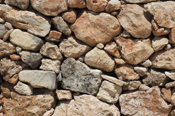 istock Natural beige stone wall (masonry) created by stacking stones on top of each other. 1296862927