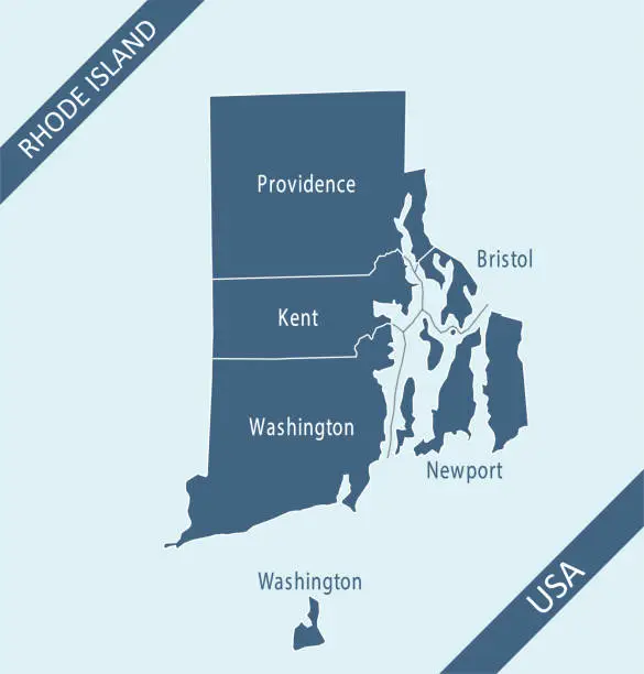 Vector illustration of County map of Rhode Island