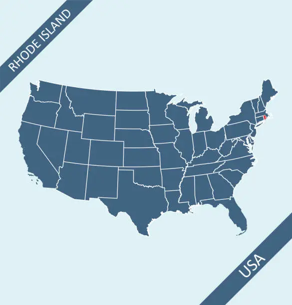 Vector illustration of Rhode Island on USA map