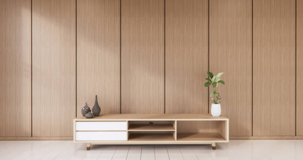 istock Empty wooden Cabinet on wooden room tropical style.3D rendering 1296864174